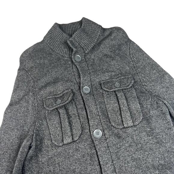 Express Wool Blend Mock Neck Slouchy Cardigan Sweater Gray Size Medium - Picture 9 of 11